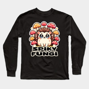 Cute Kawaii Hedgehog Mushroom Paradise Long Sleeve T-Shirt